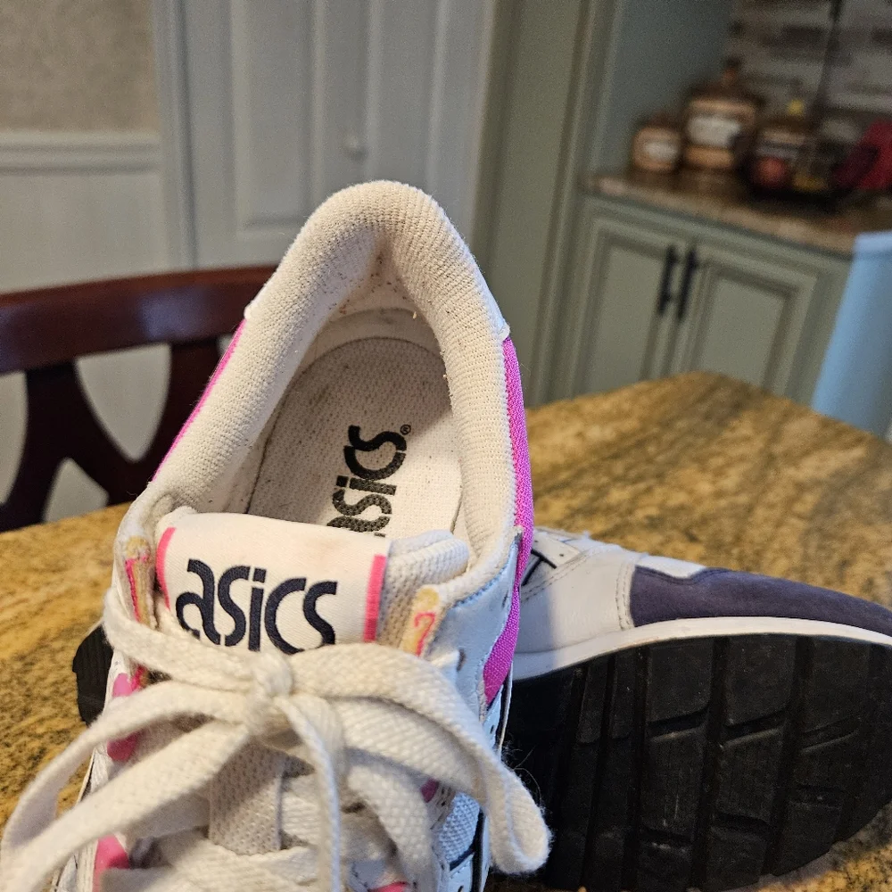 Asics White Pink Blue Women's Gel Runner Sneakers - Picture 3 of 10